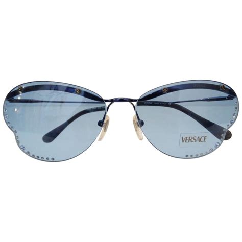 versace sunglasses blue lenses|Versace sunglasses with rhinestones.